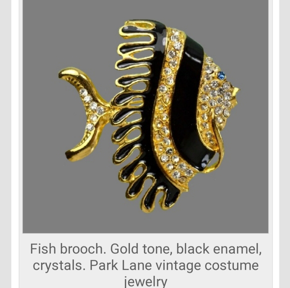 Vintage Angelfish Enamel & Crystal Brooch - Picture 6 of 7